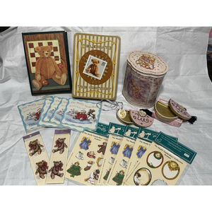 Lot Of Muffy Vanderbear cards Stickers Trinket Box Necklace + Randoms + box